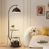 Lámpara de pie de mesa de café de doble capa de almacenamiento de moda, lámpara de pie de noche para dormitorio, lámpara decorativa de mesa de café lateral para sofá de sala de estar