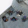 Insignia de metal de personajes de películas de dibujos animados europeos y americanos, broche de gota de aleación de Stitch, accesorios de decoración de pin de Stitch