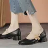 Sapatos Cheongsam com saltos grossos, Sapatos Mary Jane para mulheres, Novo estilo outono 2026, Adequados para combinar com saias, Sapatos de salto alto estilo francês delicado para damas de honra