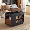 Mesa de centro para sala de estar, adecuada para casas pequeñas, gabinete lateral móvil para sofá con ruedas universales, mesa lateral para sofá multifuncional y de altura ajustable