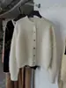 Yuran 26 Nuevo Estilo de Principios de Primavera Cardigan Tejido Hecho a Mano con Hilo Grueso de Lana y Lana de Alpaca Empalmado Cepillado Suave Cuello Redondo