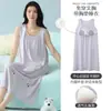 Estilo Novo de Verão Roupa de Dormir Colete de Liocel Feminino Roupa para Casa Vestido de Comprimento Médio Solto Respirável na Moda com Bojos