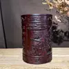 Portaplumas de Secuoya Talla en Madera Madera de Ébano Negro Navegación Fluida Portaplumas de Madera Maciza Artesanías Adorno de Almacenamiento para Escritorio de Estudiante