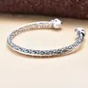 Pulsera de plata de ley 925 personalizada, moda oscura, moderna, para hombre y mujer, con diamante azul, hierba Tang, calavera, diseño abierto de nicho, pulsera de pareja