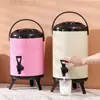 Balde de aço inoxidável para leite de soja, balde de chá com isolamento de camada dupla para bebidas quentes e frias, balde isolado para lojas de milk tea, de grau comercial, grande capacidade