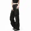 Pantalones de Trabajo Estilo Americano para Mujer, Marca de Moda Otoñal High Street, Pantalones Anchos Rectos Holgados, Pantalones Casuales Anchos con Remaches
