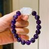 Pulsera de Amatista Púrpura Natural con Diseño de Fantasma Blanco, Partículas Grandes Finas, 10-18 mm