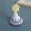 Chapéu Colorido Doce de Princesa Pequeno Adorno de Cabeça, Chapéu de Crochê de Lã Grampo de Cabelo, Adorno de Cabeça Feito à Mão Produto Acabado