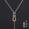 Corda de cânhamo tecida à mão pingente de jade e ouro corda de cânhamo pingente de jade corda para pendurar corda para pendurar no pescoço homens mulheres colar preto corda