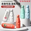 Sombrilla portátil de protección solar para mujer con logo personalizado, doble uso para días soleados y lluviosos, estilo cápsula, diseño minimalista, recubrimiento negro, sombrilla publicitaria