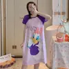 Pijama de Seda de Leche Pijama de Manga Corta Camisón de Mujer Verano Holgado Tallas Grandes Dibujos Animados Lindos Ropa para el Hogar