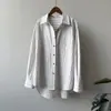 Camisa de Algodón a Rayas de Manga Larga para Mujer 2025 Otoño Nuevo Casual Estilo Bf Holgada Aspecto Adelgazante Superior de Alta Gama con Caída
