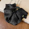 Textura Dulce y Delicada, Pinza para el Cabello Estilo Falda de Lunares Satinados Etiqueta Dorada, Estilo Francés Suave y Refinado, Pinza Versátil para la Parte Posterior de la Cabeza
