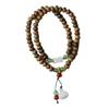 Pulseira DIY de Sândalo Verde com Vagem de Lótus Pulseira Artística para Casal Presente Pulseira de Círculo Duplo