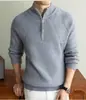 Suéter de punto grueso para hombre, 700g, con cuello alto y cierre de cremallera, de manga larga, moderno, casual, versátil, cálido y cómodo, disponible para venta al por mayor
