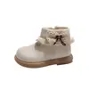 Botas de Felpa Cálidas de Cuero para Niñas Otoño Invierno Nuevas Botas Cortas de Princesa Estilo Lindo Infantil Versátiles Botas de Algodón Suela Suave Botas Antideslizantes