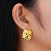 Pendientes de acero de titanio trenzado cuadrado simple de estilo coreano para mujer, diseño de nicho, textura ligera de lujo, pendientes de acero inoxidable versátiles retro