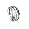 Anillo de Cadena Cuadrada Celebridad de Internet Ins Trendy Estilo Frío Moda Versión Ancha Multicapa Cadena Rectangular Negra Anillo de Dedo