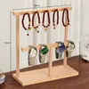 Soporte de joyería creativo, organizador de escritorio de madera maciza para llaves y accesorios, expositor de collares, estante de almacenamiento, organizador multifuncional para entrada con ganchos