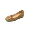 Sapatos Planos com Fivela Quadrada Aumenta-Altura 5CM e Bico Redondo para Mulheres, Novo Estilo Francês Outono 2026 Sapatos Quentes Forrados com Lã Suede e Pelo