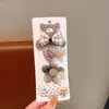 Tecido cor de café desenho animado presilha de cabelo infantil laço xadrez pérola presilha de tecido totalmente revestida presilha para franja de bebê sem danificar