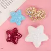 Fofo fresco desenho animado glitter estrela de cinco pontas coração adesivos de tecido acessórios presilha infantil corda de cabelo acessórios decorativos para roupas