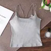 Camisola Sexy de Verano sin Espalda y Cuello en U, Cómoda y Transpirable, Copas Fijas, Color Sólido, Espalda Hermosa, Camiseta sin Mangas Ajustada para Mujer