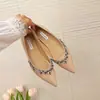 Sapatos femininos elegantes e modernos que aumentam a altura, novidade primavera e outono 2026, estilo francês, bico fino, boca rasa, strass, sapatilhas slip-on
