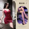 Vestido de Camada Dupla Sobreposto Sem Alças Decote V para Amantes, Lingerie Sexy, Decote Revelador, Camisola Justa ao Corpo