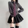 Camisa Ceñidora a la Cintura Estilo Pura Pasión Sexy Pequeña de Manga Larga de Manga Corta Camisa Blanca Traje de Uniforme Jk Falda Plisada Traje