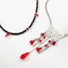 NZ2962 Collar Europeo y Americano Transfronterizo con Borla de Mariposa para Mujer, Colgante de Mariposa Rojo, Halloween Divertido Hip-hop Femenino Doble Capa