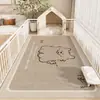 Tapete de Chão Tecido de Linho Fofo de Desenho Animado Absorção de Água para Banheiro Tapete Doméstico Simples para Sala de Estar Quarto Tapete de Piso Antiderrapante