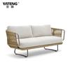 Sofá Trançado de Corda Woden para Exterior, Pousada, Pátio, Jardim, Conjunto de Móveis de Sofá de Rattan ao Ar Livre, Móveis de Rattan para Exterior