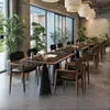 Mesas y sillas de estilo rústico para restaurantes de alta gama, cafeterías y restaurantes de fusión de moda y nicho que sirven cocina occidental, hechas de madera maciza