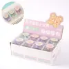 Caixa Colorida Macaron Ursinho Fofo Porta-Bilhete Alfinete de Fixação Material de Escritório Clip de Papel Clip de Encadernação Conjunto Atacado