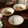 Cuenco Cerámico de Alta Gama Estilo Madera Natural para Uso Doméstico, Cuenco para Ramen, Cuenco Personalizado para Fideos de Restaurante, Cuenco para Comedor, Resistente a Altas Temperaturas, Vajilla Apta para Microondas