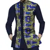 Camisa Masculina Africana de Algodão Spliced Jeans Wax Manga Longa Fábrica de Fornecimento de E-commerce Transfronteiriço