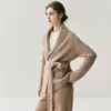 Cardigan de Caxemira Estilo Roupão com Decote em V Feminino Estilo Preguiçoso Cadarço Peça Externa Outono e Inverno Novo Suéter de Lã Tricotado