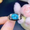 Anillo de Topacio Paraíba Natural Anillo Unisex Piedra Principal 7x 9mm Apertura Ajustable