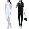 Traje Deportivo de Moda para Mujer, Manga Corta, Verano, Estilo Coreano, Talla Grande, Holgado, Adelgazante, Versátil, Elegante, Cuello Alto, Conjunto Casual de Dos Piezas