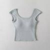 Pure Desire Hot Girl Big Square Collar Backless Destacável Peito Pad Top Europeu e Americano Sexy Umbigo Cintura Alta Curta T-Shirt