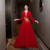 Vestido de Presentación Coral para Mujer, Vestido Largo Nuevo para Concurso Red-Song, Atuendo de Escenario para Recitación de Poesía de Estudiante Universitario
