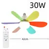 Luz de ventilador de techo pequeña silenciosa para el hogar modelo nuevo transfronterizo E27, luz de ventilador de techo inteligente para comedor y dormitorio