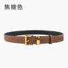 Cinturón de cuero genuino de piel de vaca de primera capa con patrón lichi para mujer, combina con todo, de alto nivel, para jeans, pantalones casuales, con estilo femenino.