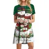 Interesante Muñeco de Nieve Navideño 2024 Comercio Exterior Transfronterizo Nueva Moda Lindo Estilo Navideño Holgado Casual Manga Corta