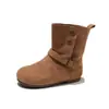 Botas de Meia-Canela Estilo Coreano para Meninas Maillard Outono/Inverno 2026 Novo Estilo Botas de Couro para Meninas Solado Macio Botas de Moda Duas Vias