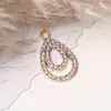 Acessórios de Joias Europeus e Americanos Transfronteiriços com Diamante Vazado Duplo em Forma de Gota d'Água Pingente de Colar DIY Brincos Pulseira Pingente de Joia