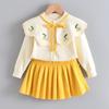 Nuevo Conjunto de Suéter para Niñas Otoño e Invierno, Conjunto de Dos Piezas de Cárdigan de Punto de Manga Larga y Falda Corta para Niñas, Ropa Infantil de Comercio Exterior Transfronterizo