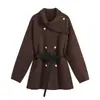 Moda europea y americana transfronteriza para mujer, popular en AliExpress, chaqueta de punto con cuello irregular y cinturón