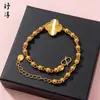 Pulsera de Mariposa Dorada Perla Hielo Triturado, Pulsera de Calabaza Corazón Perla de la Suerte, Trébol de Cuatro Hojas Oro Arena, Venta Directa del Fabricante